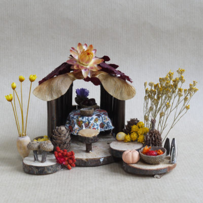 Naturemake Little Autumn Hut model made from natural foraged materials